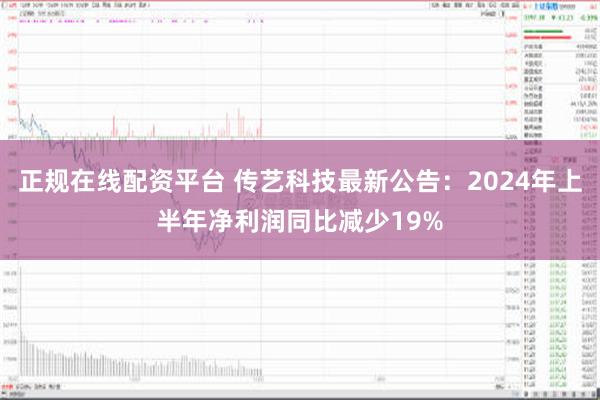 正规在线配资平台 传艺科技最新公告：2024年上半年净利润同比减少19%