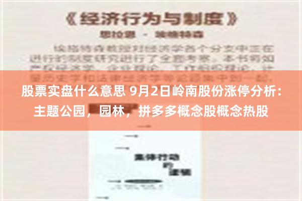 股票实盘什么意思 9月2日岭南股份涨停分析：主题公园，园林，拼多多概念股概念热股