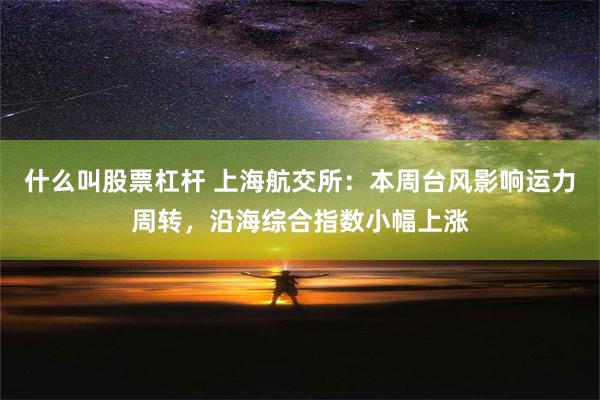 什么叫股票杠杆 上海航交所：本周台风影响运力周转，沿海综合指数小幅上涨